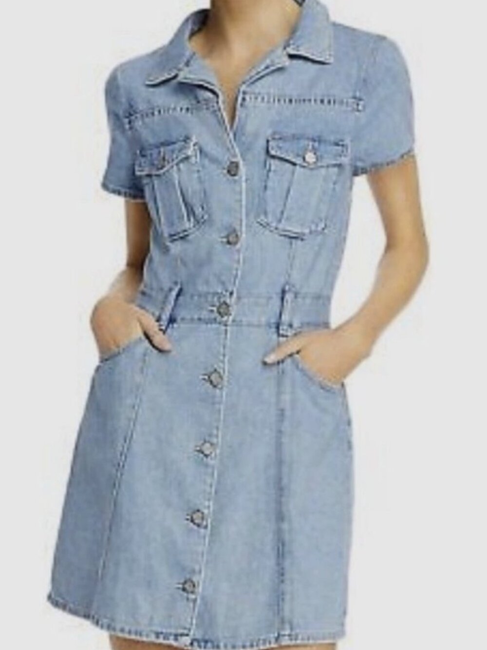 Boyish Denim Utility Shirt Dress –‎ Size L – Blue Jean Button Front w/ Belt